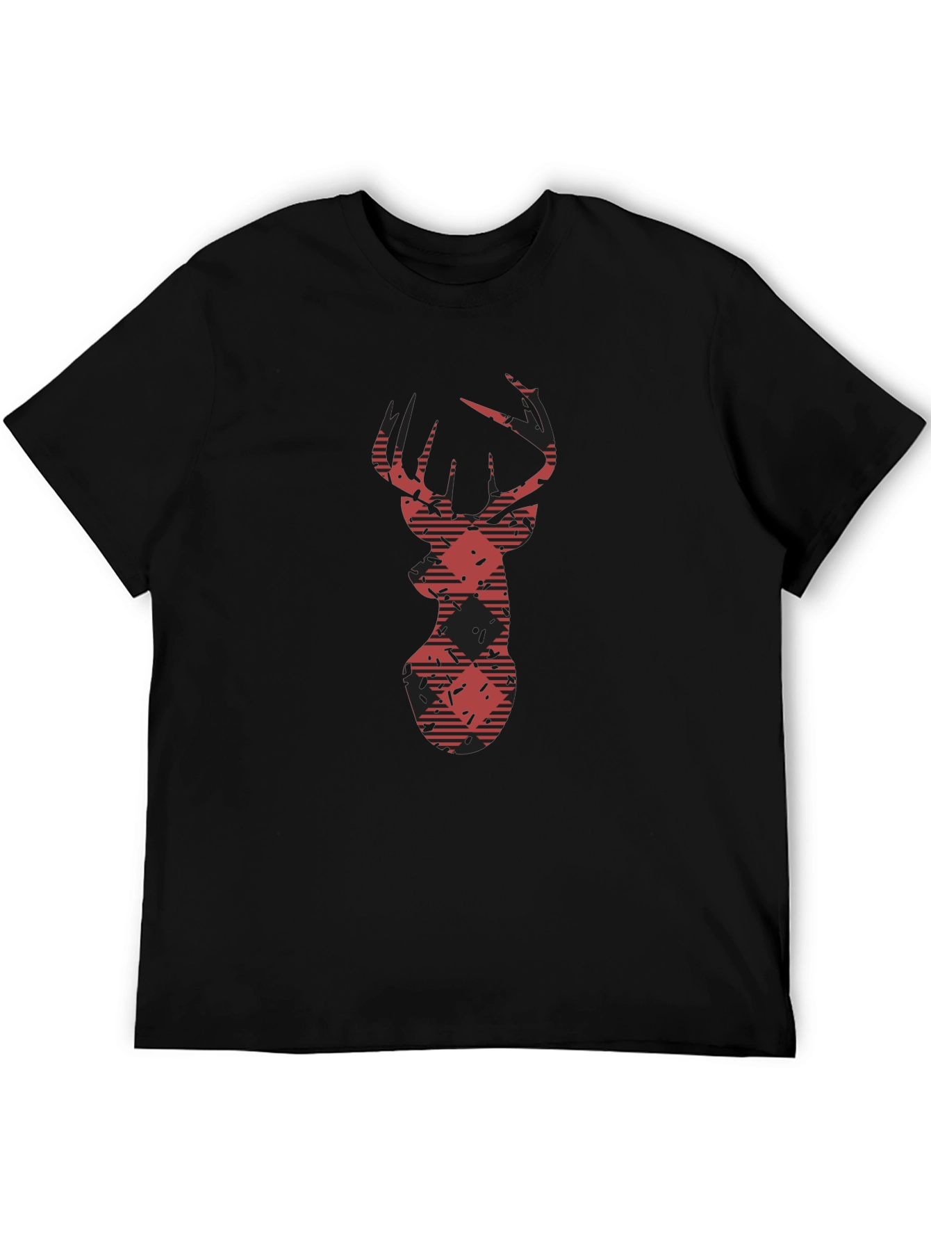 Mens Black Tee with Stag Graphic