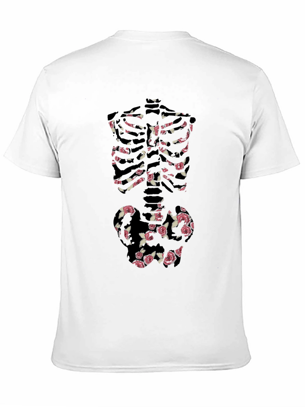 Floral Skeleton Print Black T-Shirt