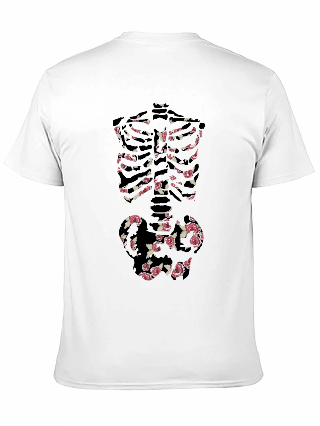 Floral Skeleton Print Black T-Shirt