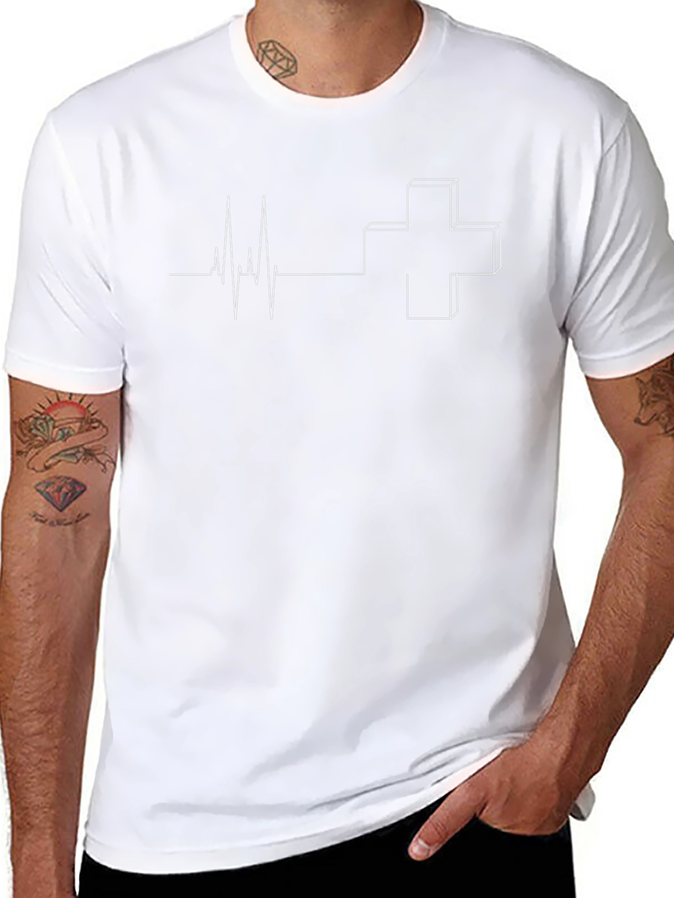 Heartbeat Medical Cross T-Shirt - Black