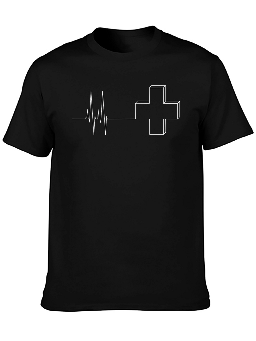 Heartbeat Medical Cross T-Shirt - Black