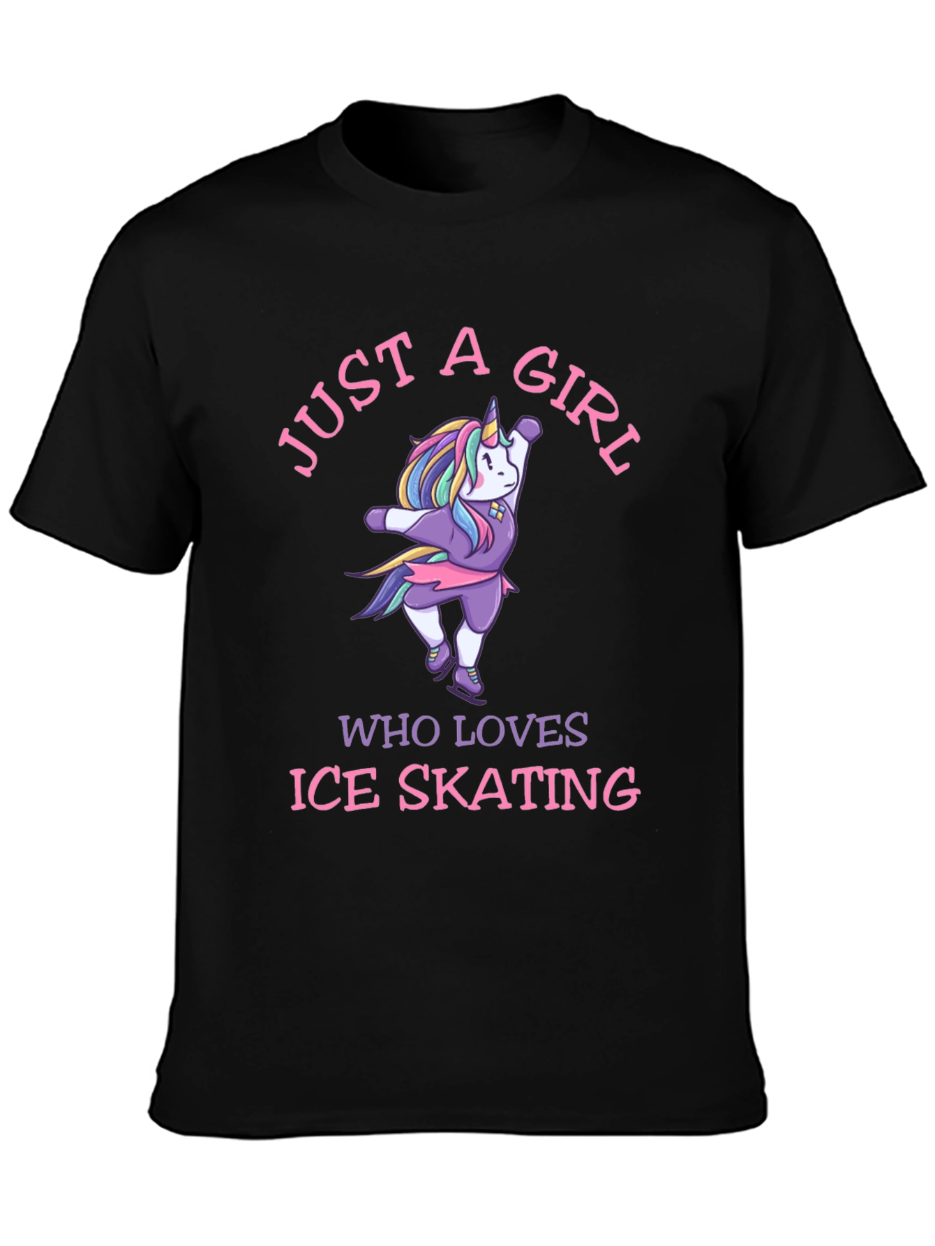 Just a Girl Who Loves Ice Skating Unicorn Graphic Tee