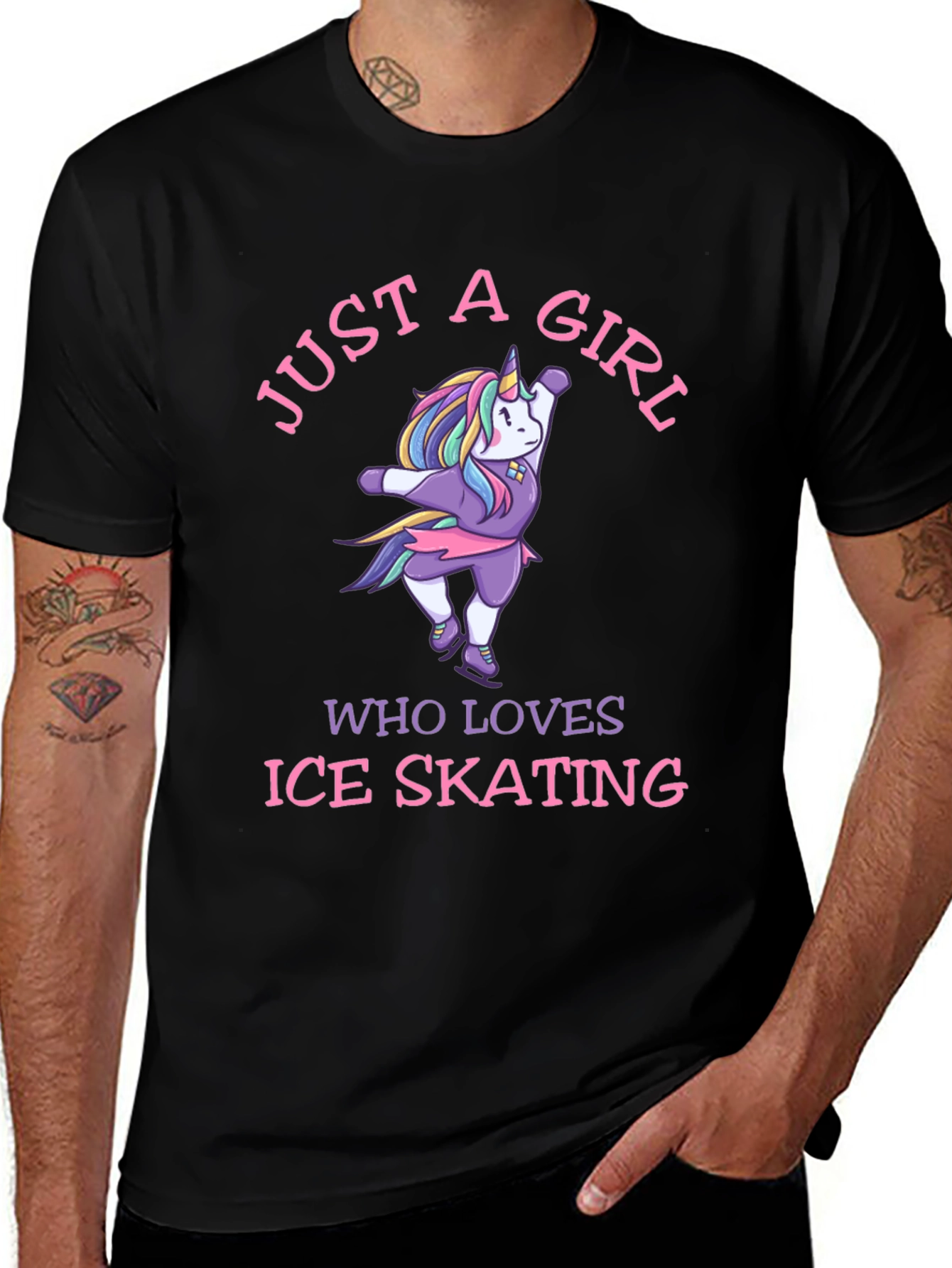 Just a Girl Who Loves Ice Skating Unicorn Graphic Tee