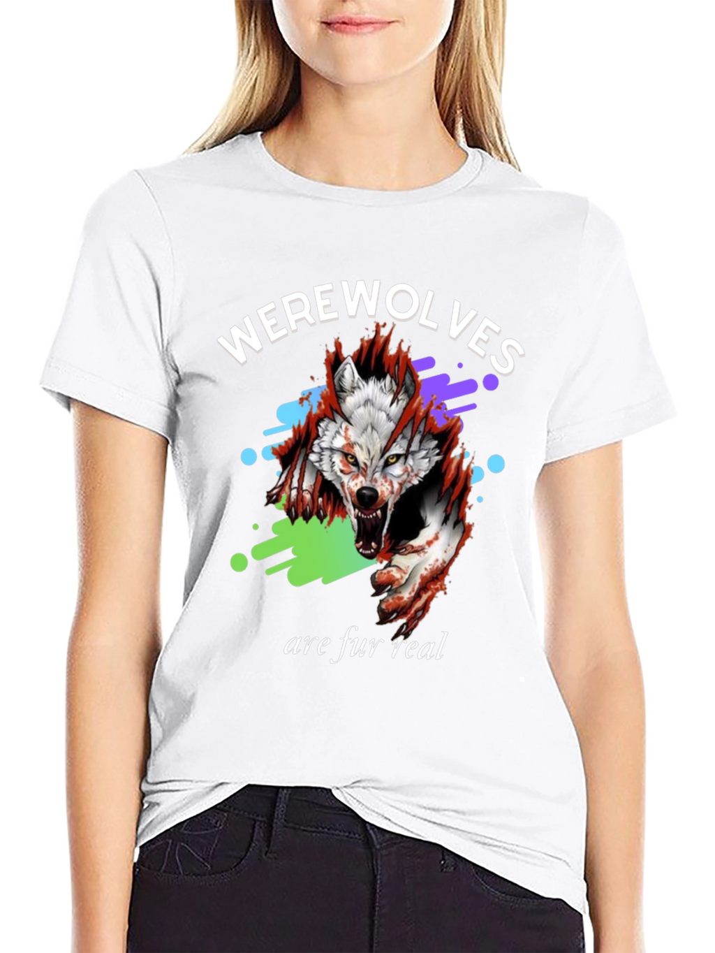Werewolves Are Fur Real Black Graphic T-Shirt