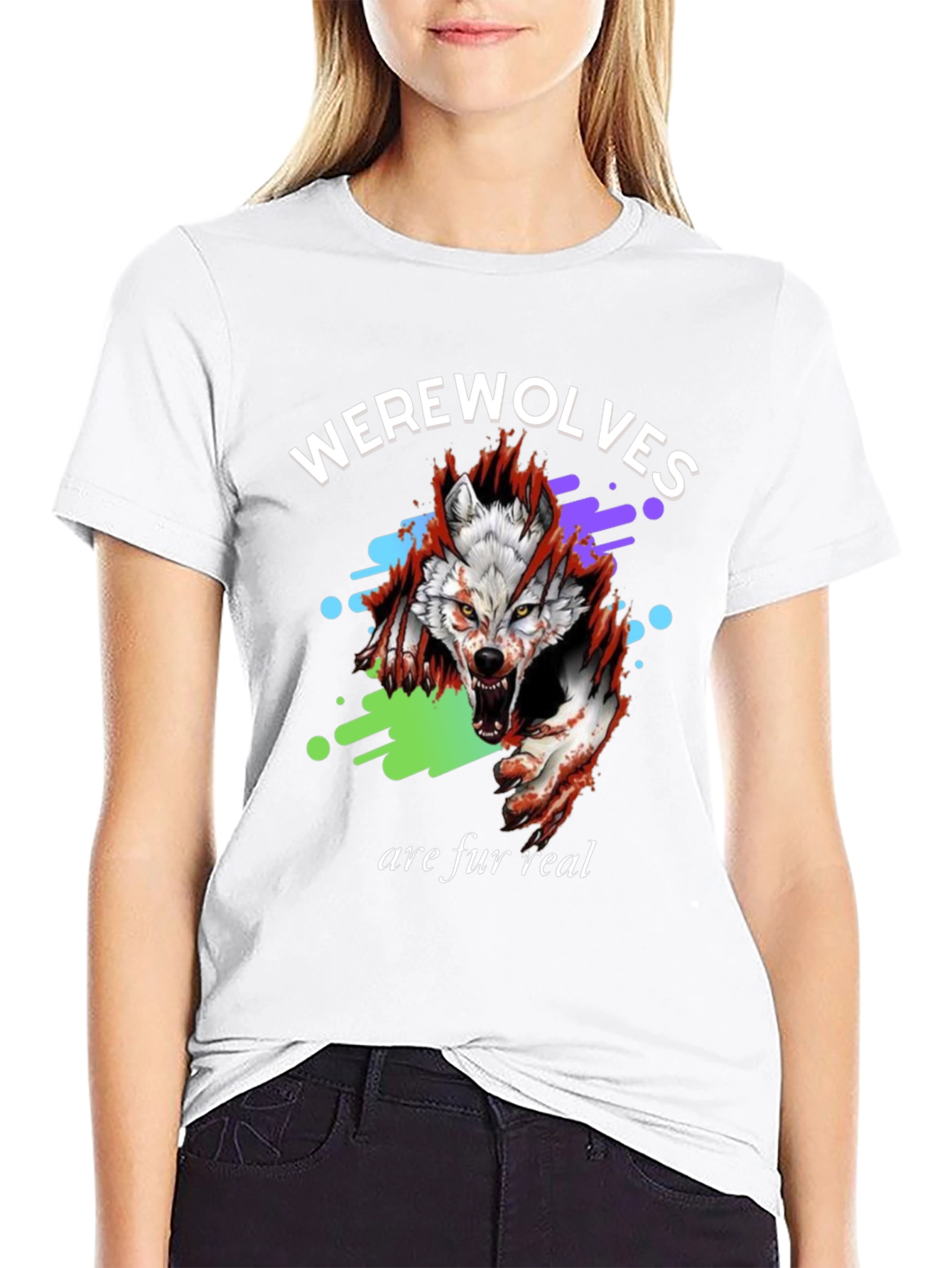 Werewolves Are Fur Real Black Graphic T-Shirt