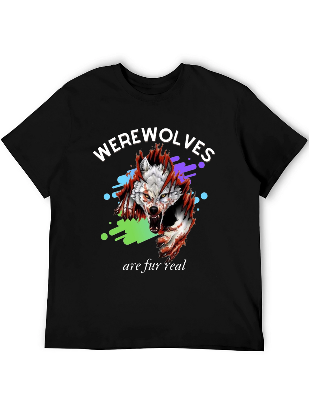 Werewolves Are Fur Real Black Graphic T-Shirt