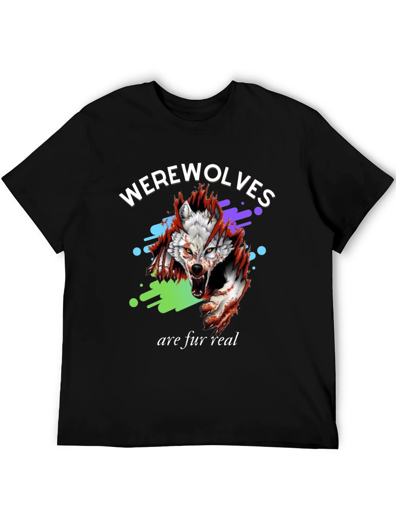 Werewolves Are Fur Real Black Graphic T-Shirt