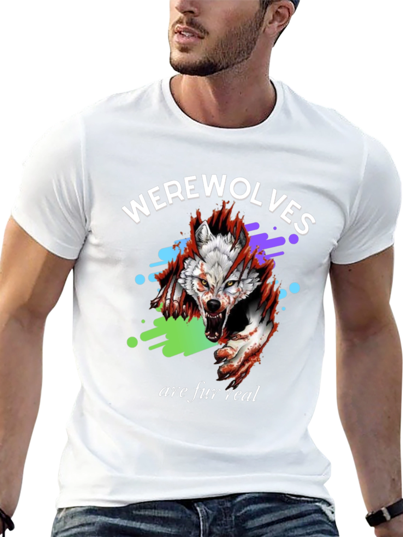 Werewolves Are Fur Real Black Graphic T-Shirt