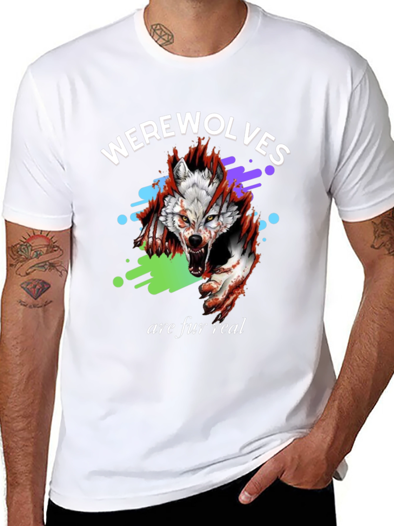 Werewolves Are Fur Real Black Graphic T-Shirt