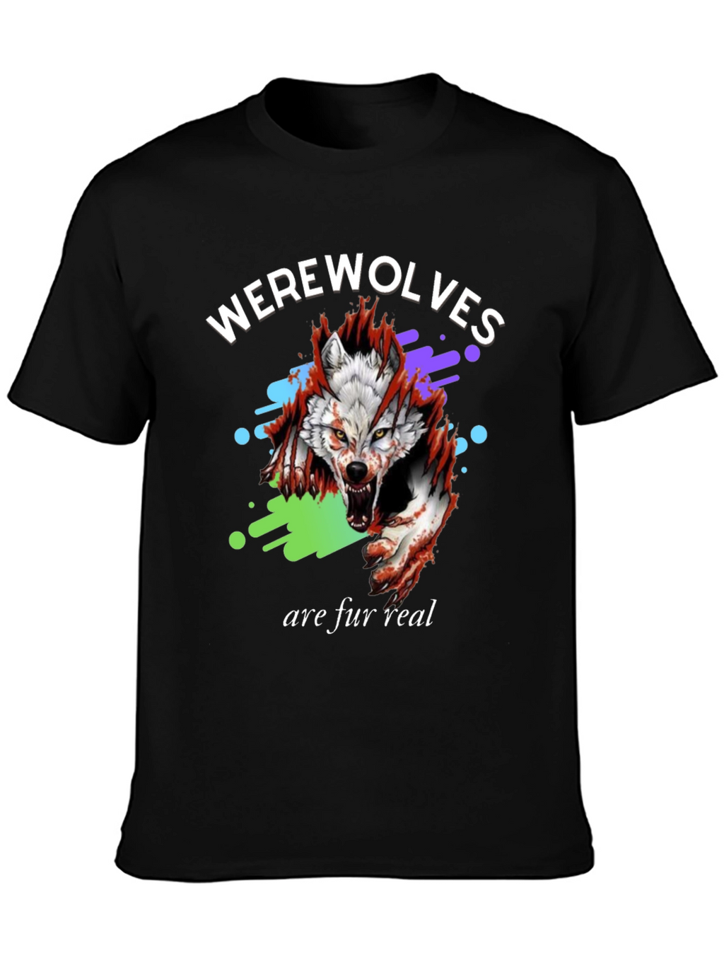 Werewolves Are Fur Real Black Graphic T-Shirt