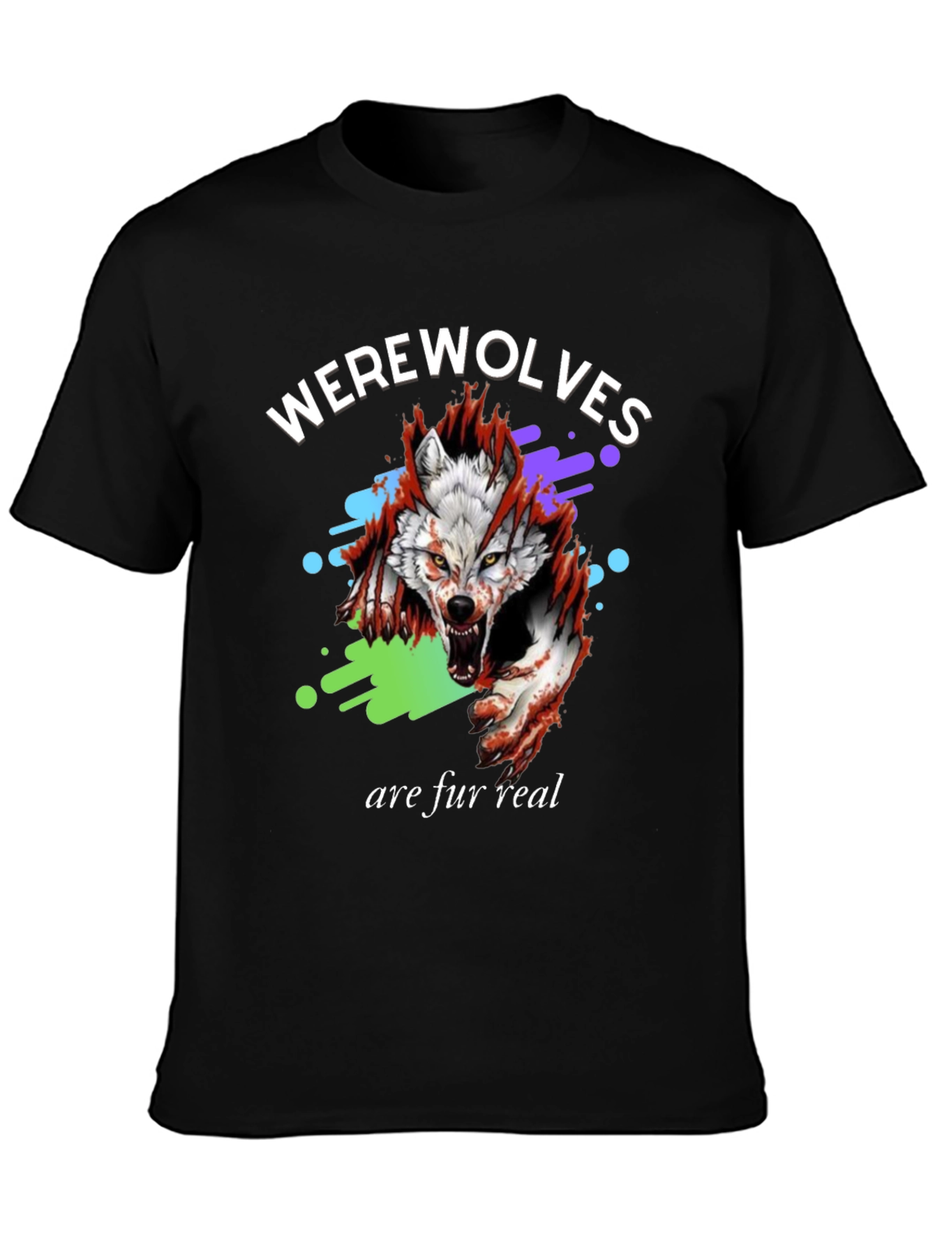 Werewolves Are Fur Real Black Graphic T-Shirt