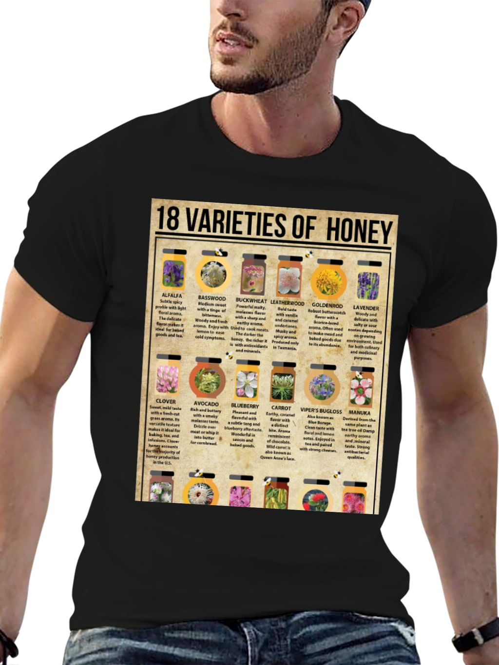 18 Honey Varieties Graphic T-Shirt