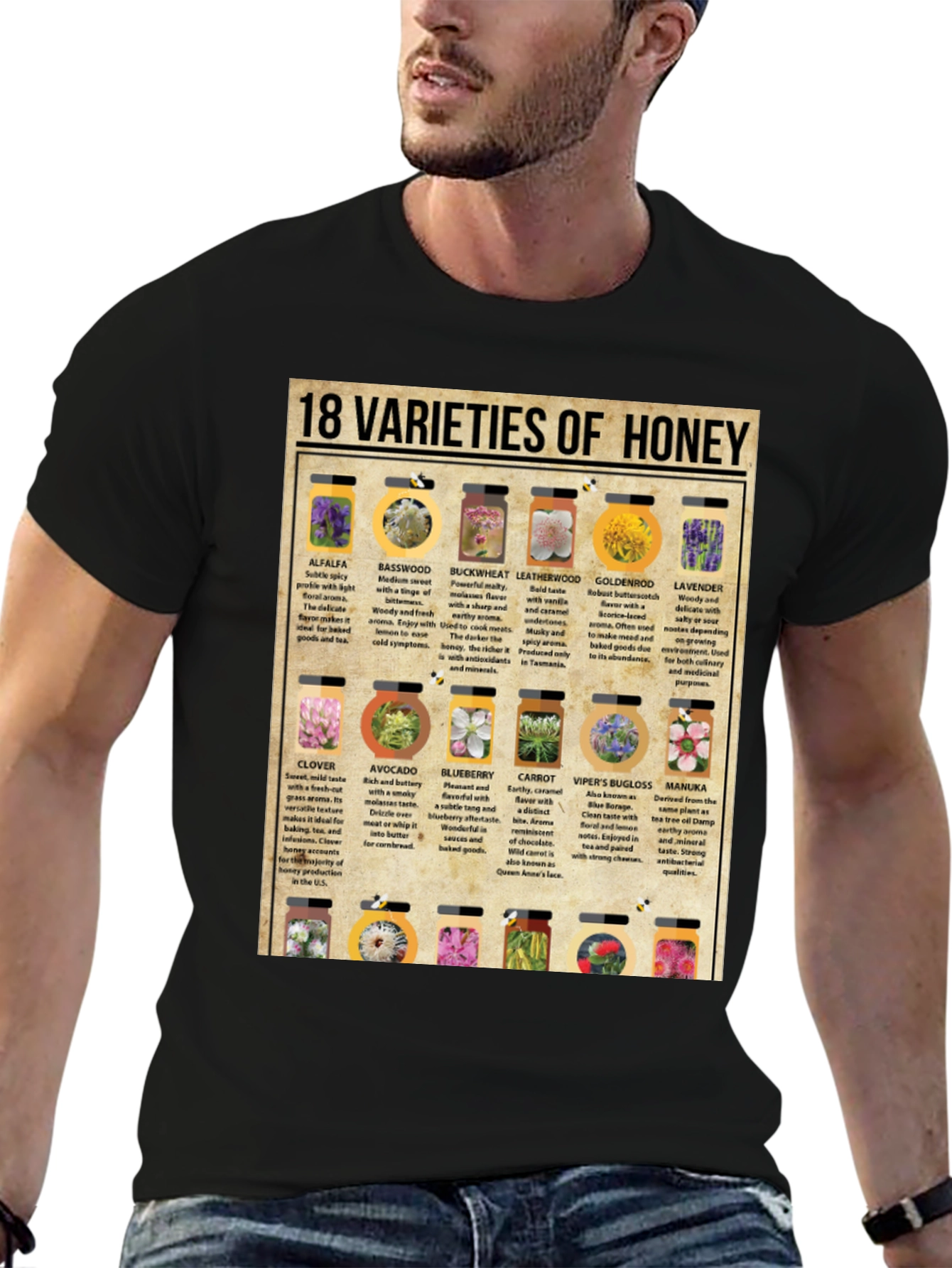 18 Honey Varieties Graphic T-Shirt