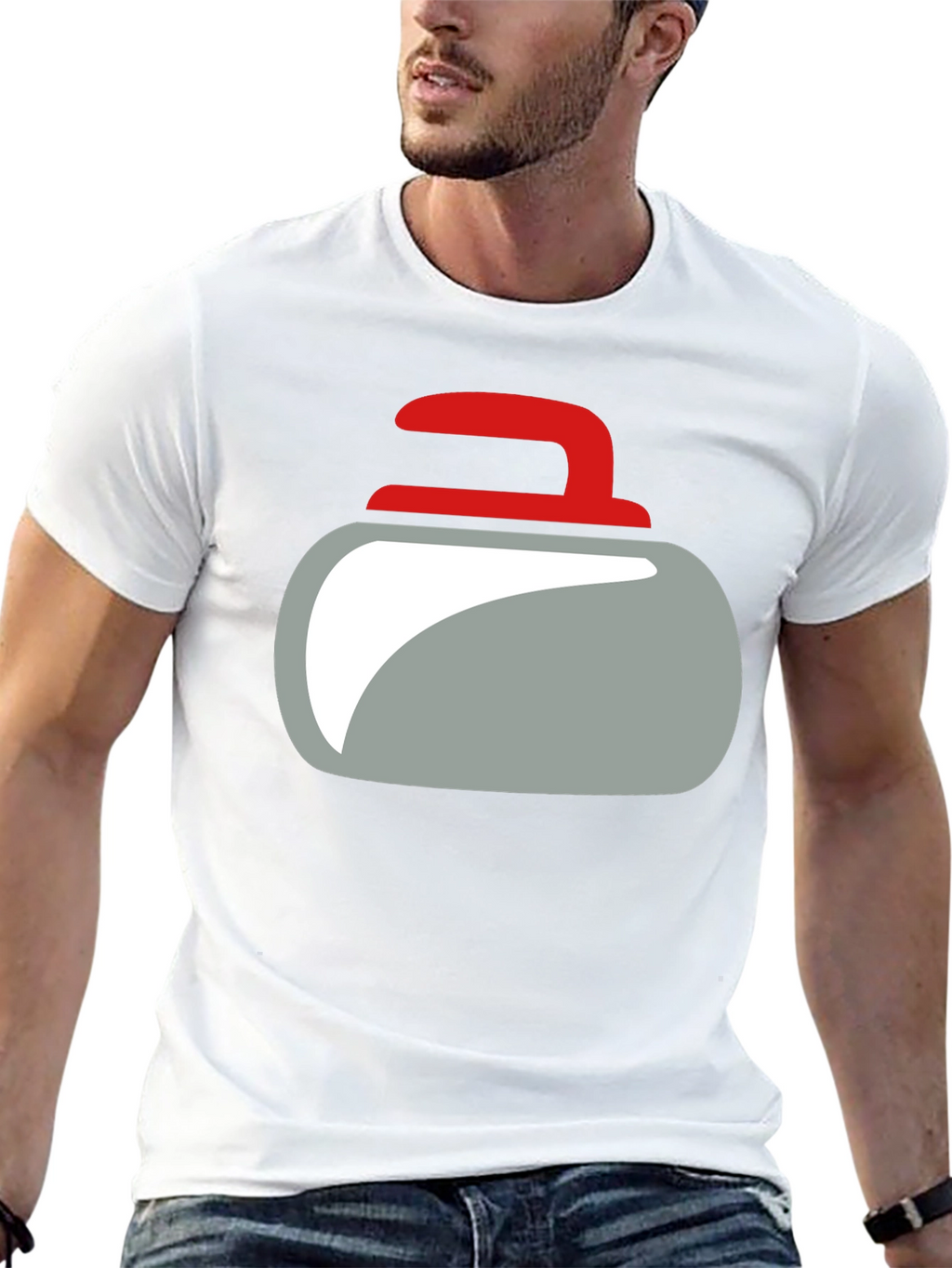 Curling Rock Graphic Tee - Unique Design Soft Cotton