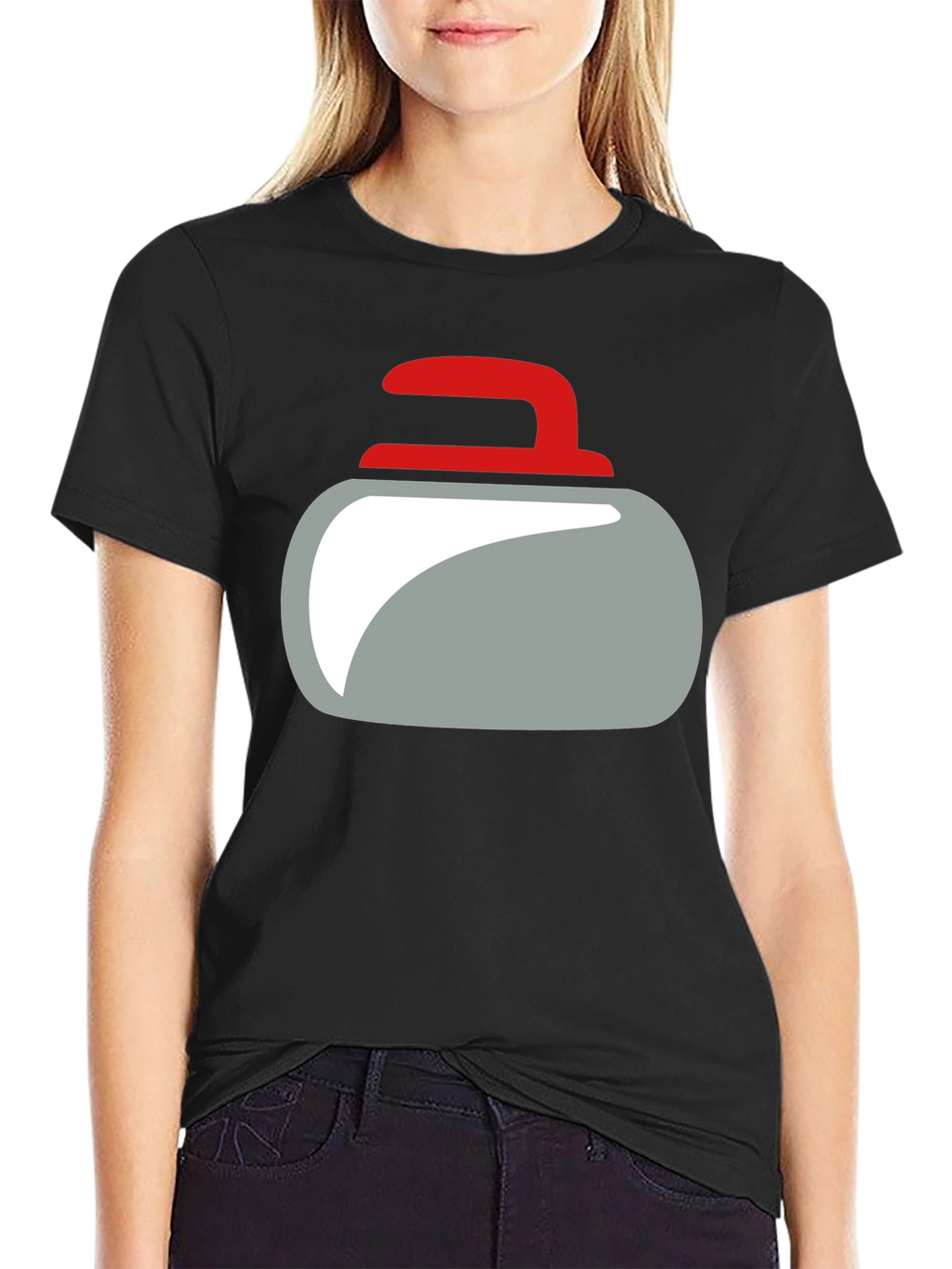 Curling Rock Graphic Tee - Unique Design Soft Cotton