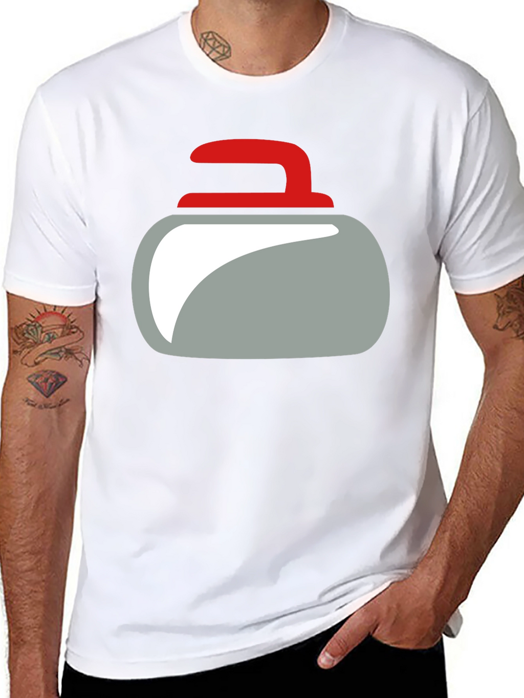 Curling Rock Graphic Tee - Unique Design Soft Cotton