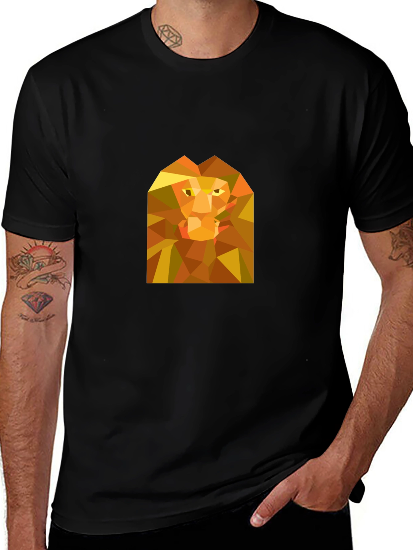 Geometric Lion Graphic T-Shirt - Bold Minimalist Style