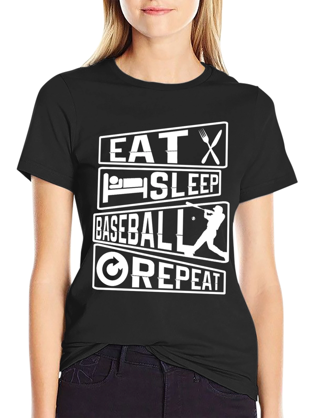 Eat Sleep Baseball Repeat Graphic Tee