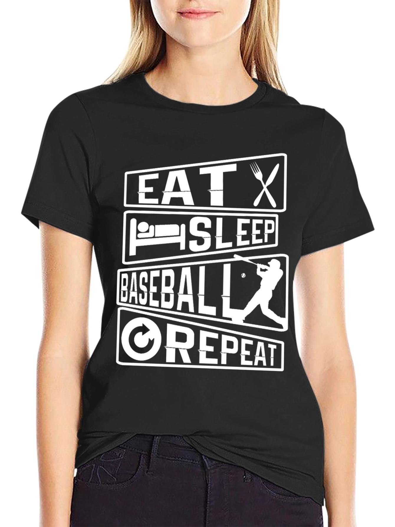Eat Sleep Baseball Repeat Graphic Tee
