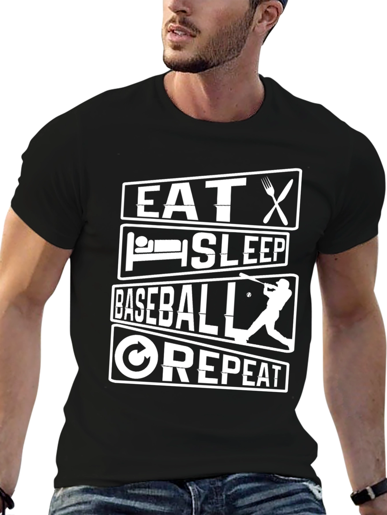 Eat Sleep Baseball Repeat Graphic Tee