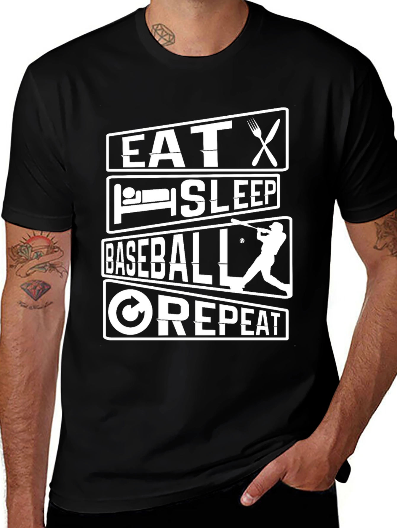 Eat Sleep Baseball Repeat Graphic Tee