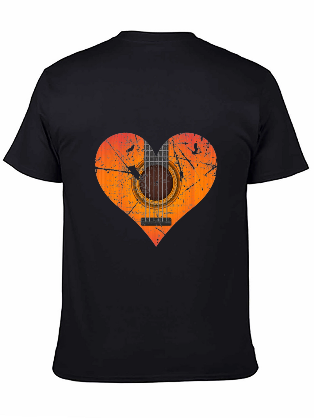 Guitar Heart Graphic T-Shirt - Black