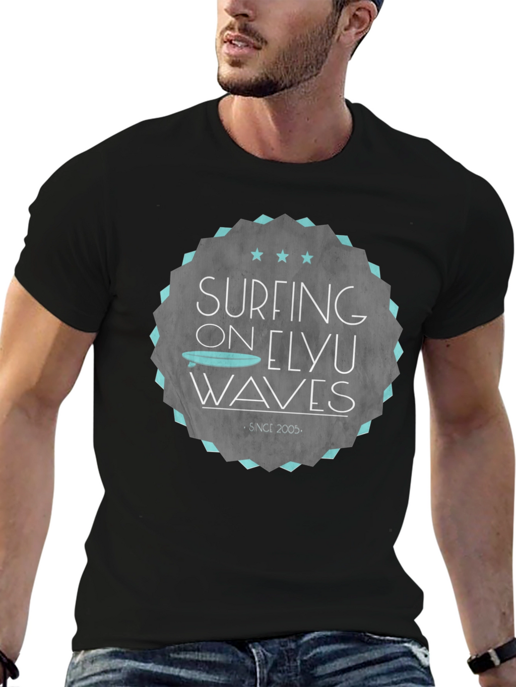 Surfing Elyu Waves Graphic Tee - Black