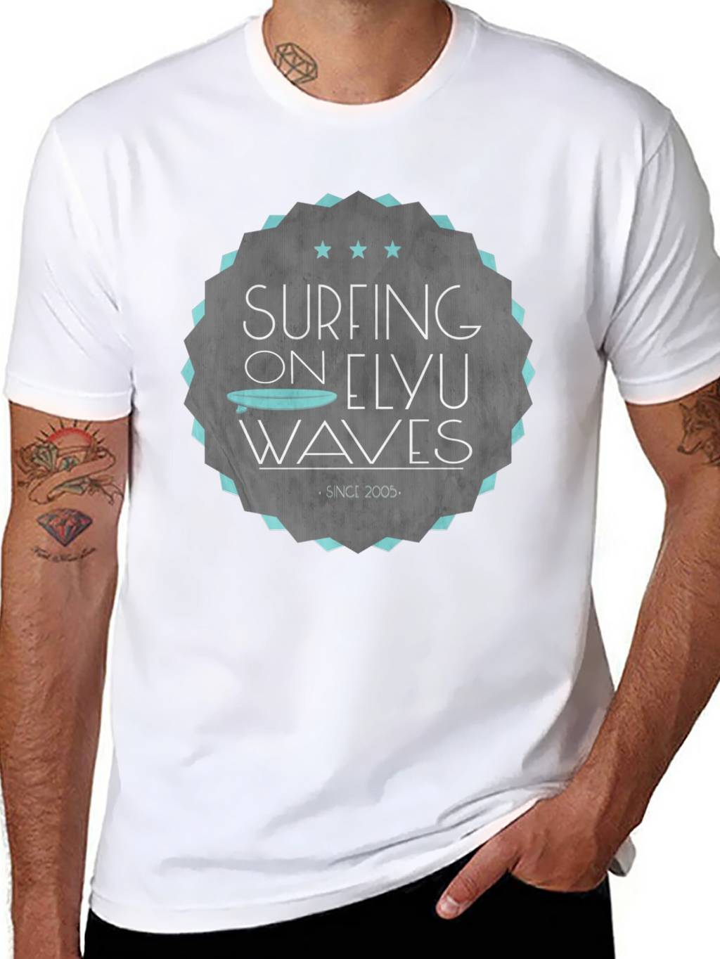 Surfing Elyu Waves Graphic Tee - Black