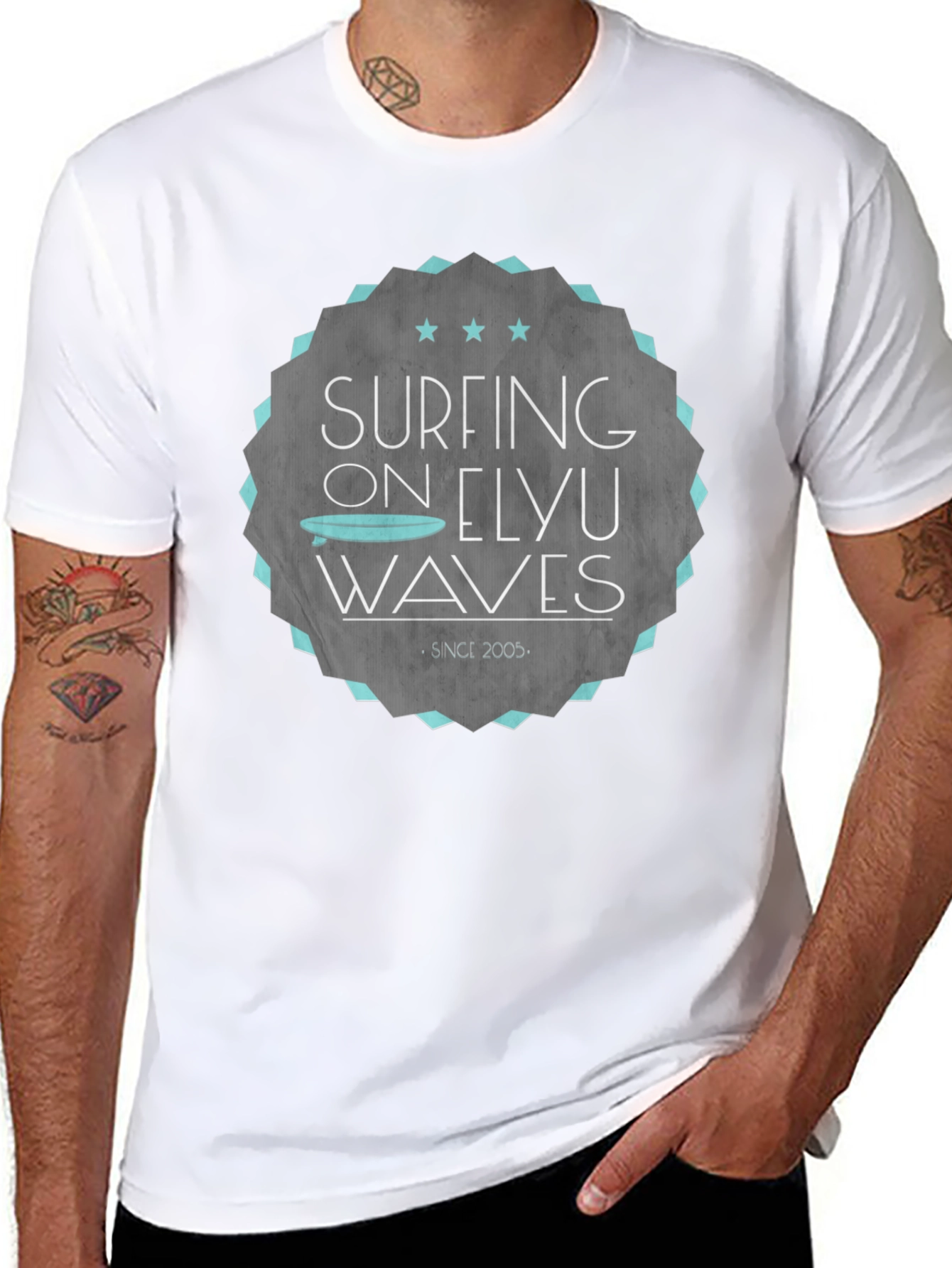 Surfing Elyu Waves Graphic Tee - Black