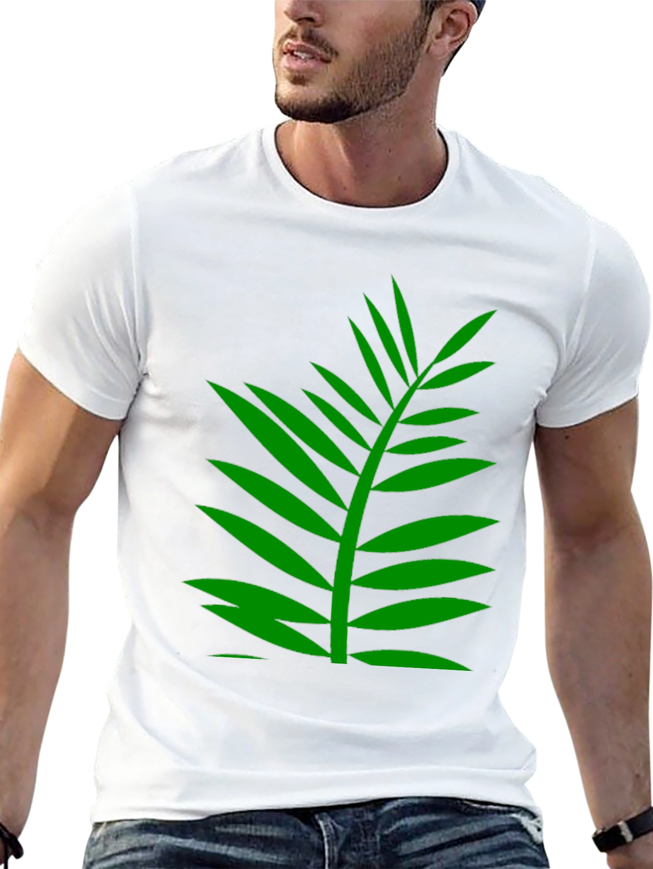Tropical Palm Leaf Graphic T-Shirt - Black