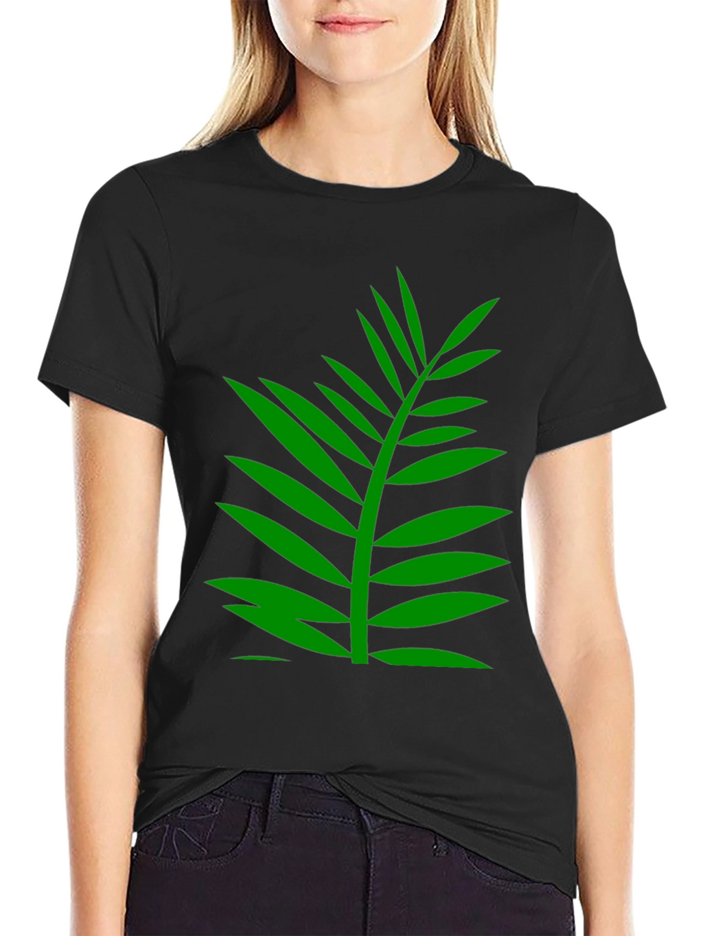 Tropical Palm Leaf Graphic T-Shirt - Black