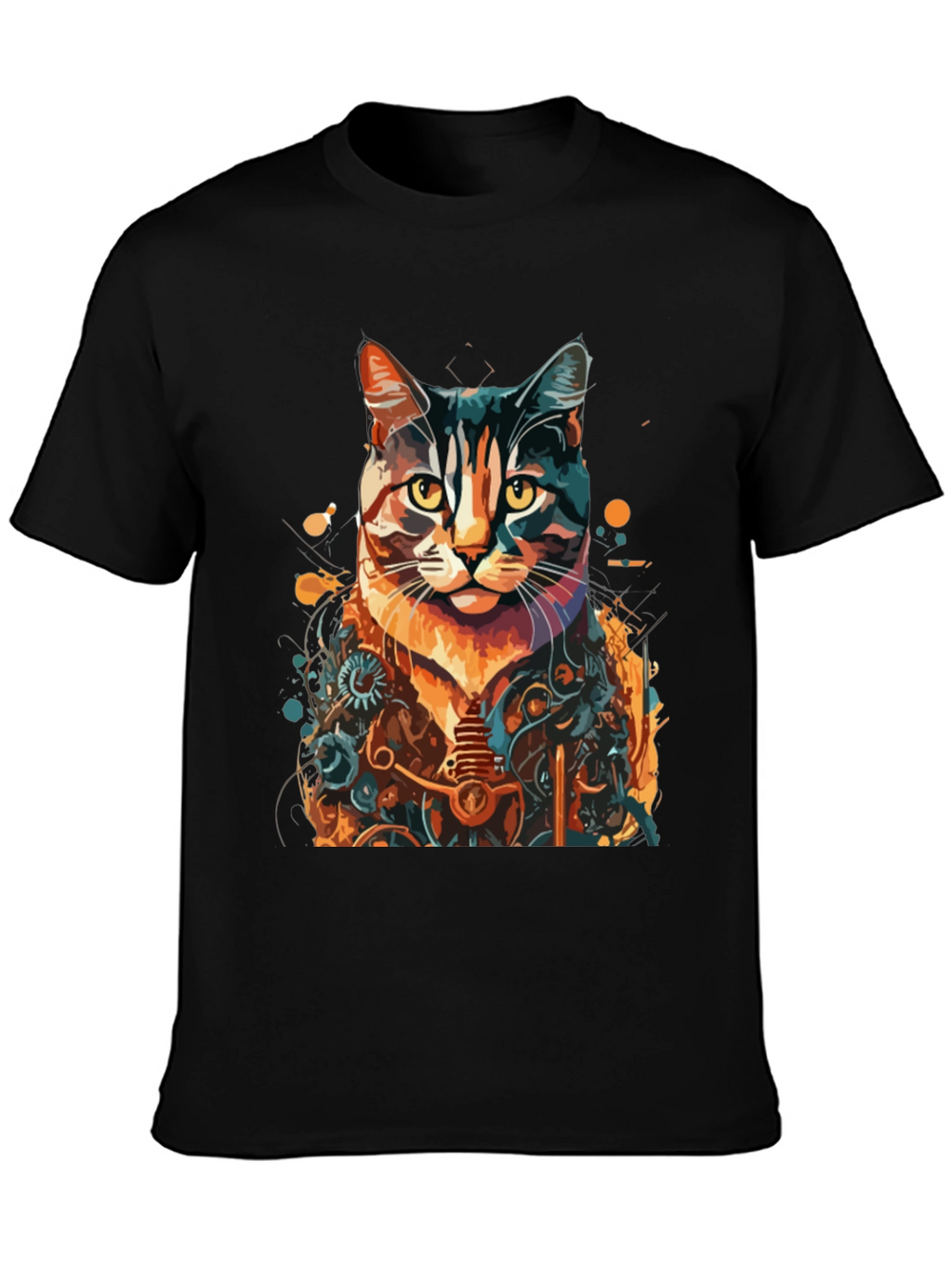 Steampunk Cat Graphic Tee - Unique Design