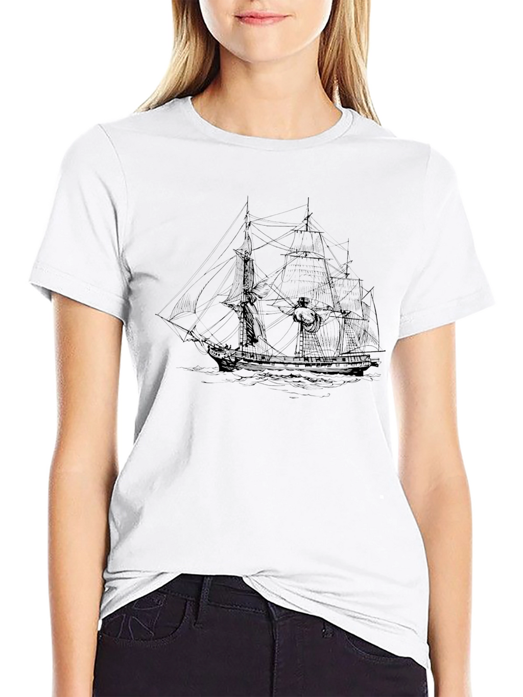 Classic Ship Graphic T-Shirt - Black