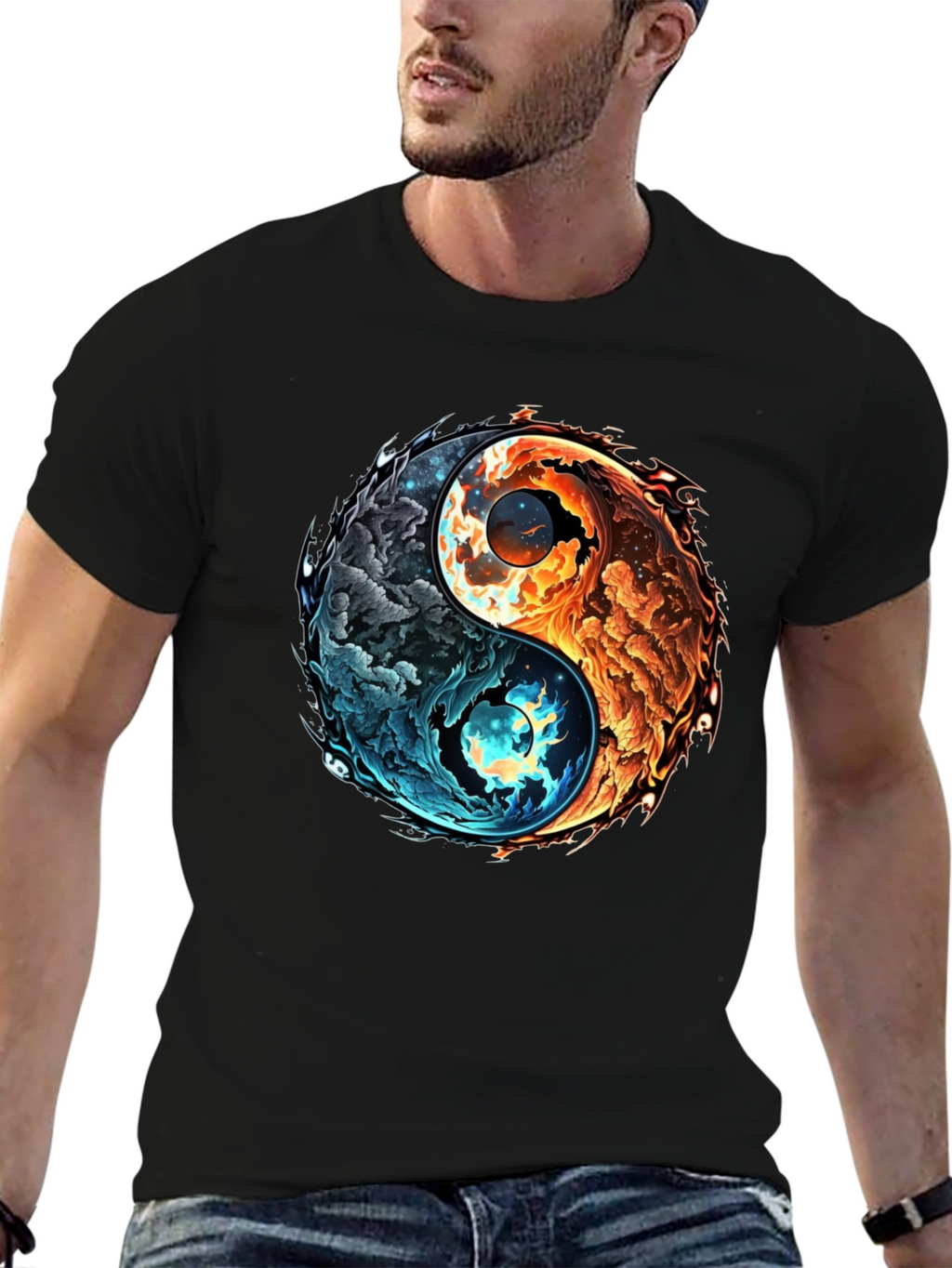 Yin Yang Fire and Ice Graphic Tee