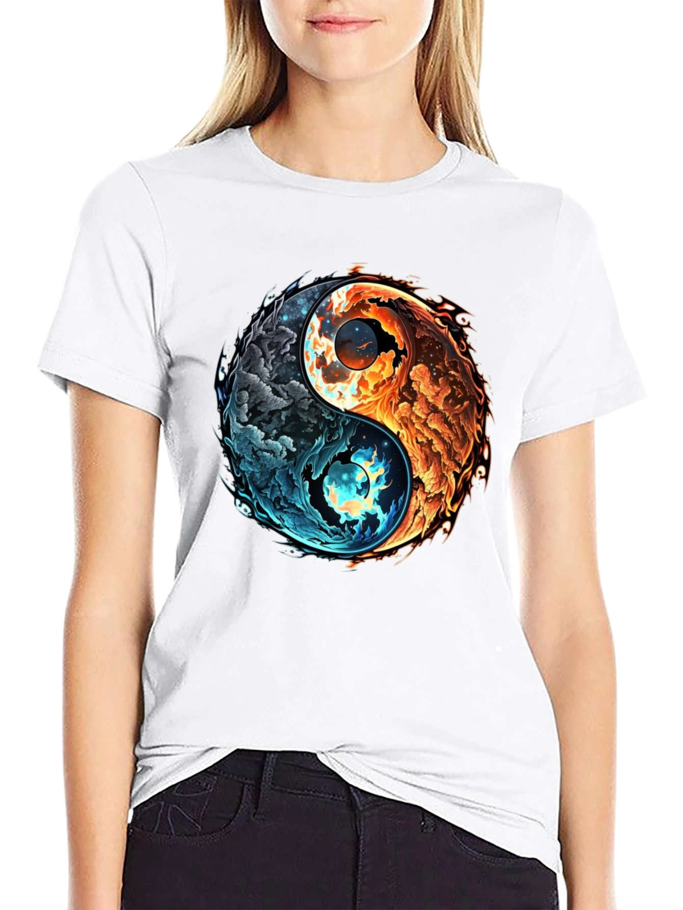 Yin Yang Fire and Ice Graphic Tee
