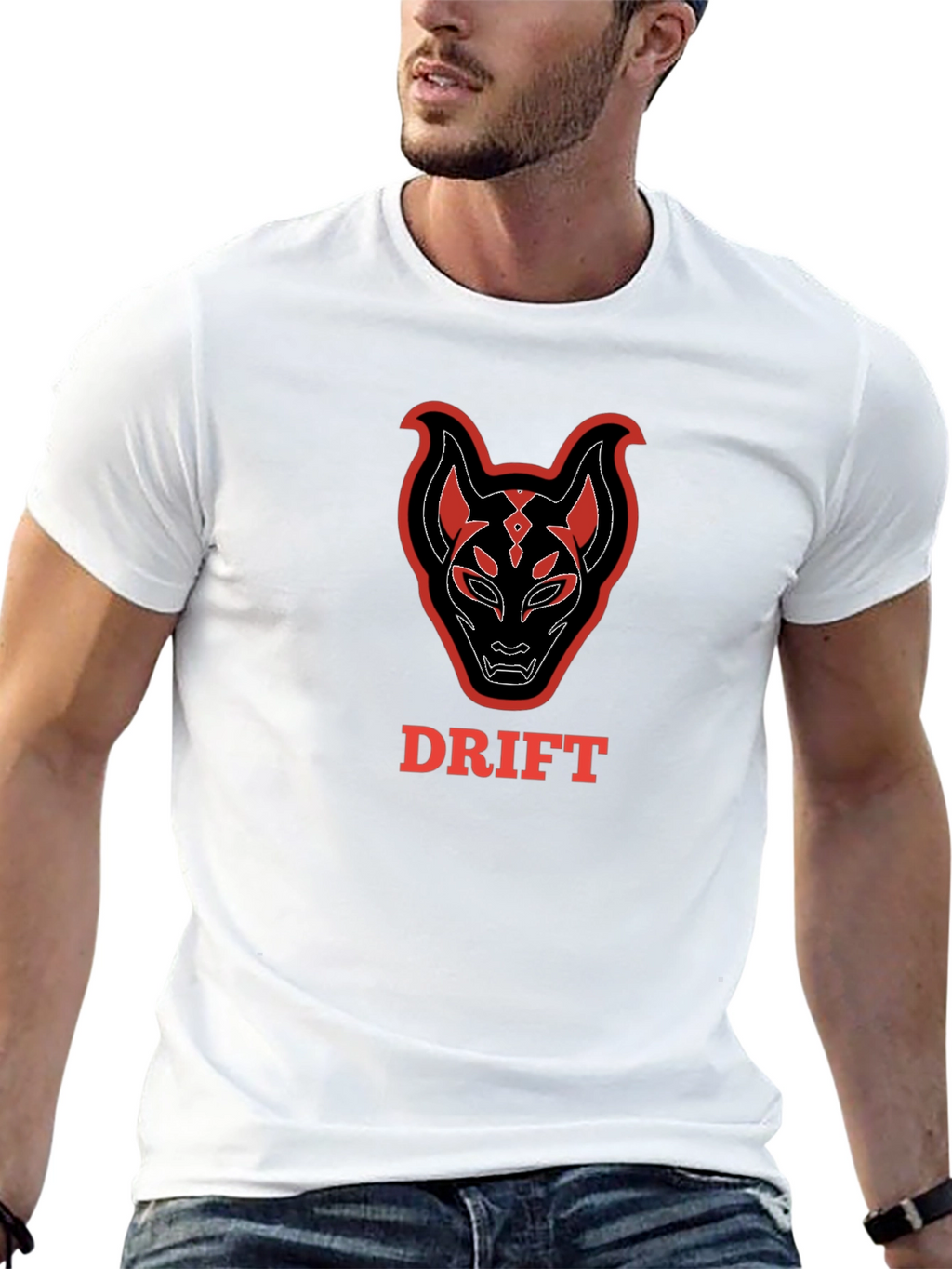 Drift Fox Mask Graphic Tee - Black Cotton T-Shirt