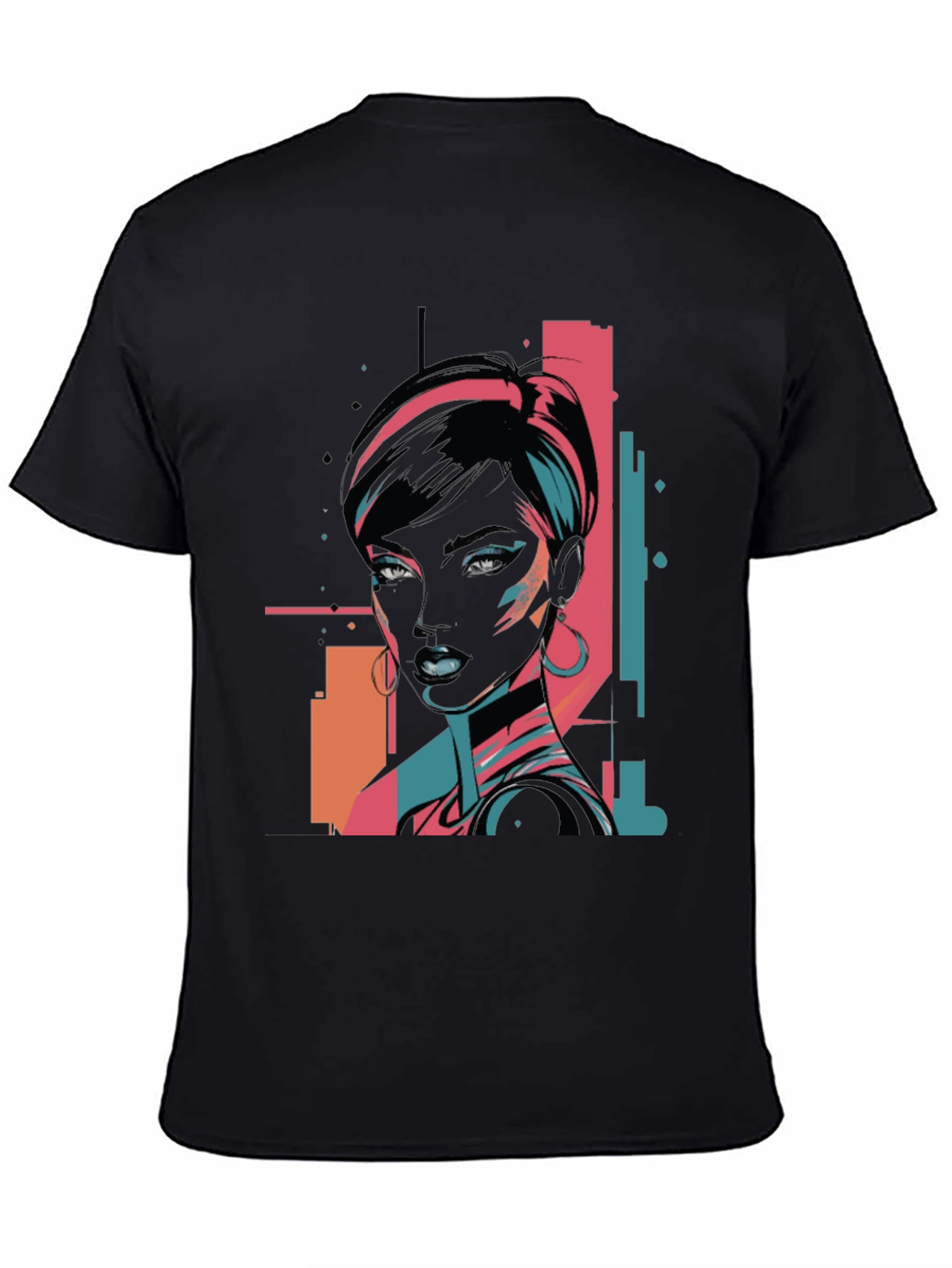Retro Graphic Print Black T-Shirt