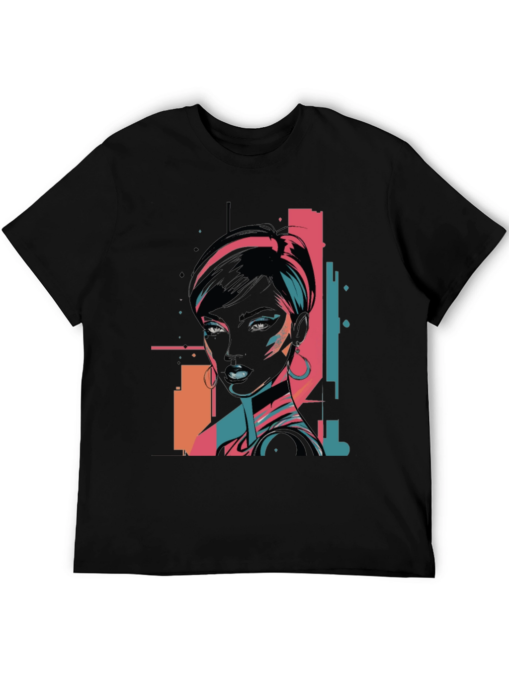 Retro Graphic Print Black T-Shirt