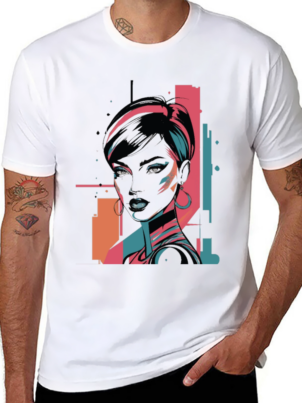 Retro Graphic Print Black T-Shirt