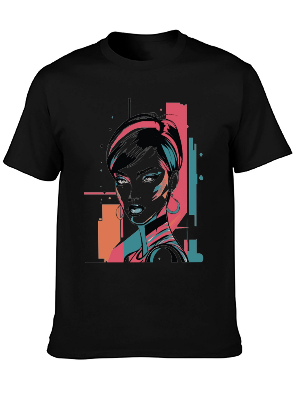 Retro Graphic Print Black T-Shirt