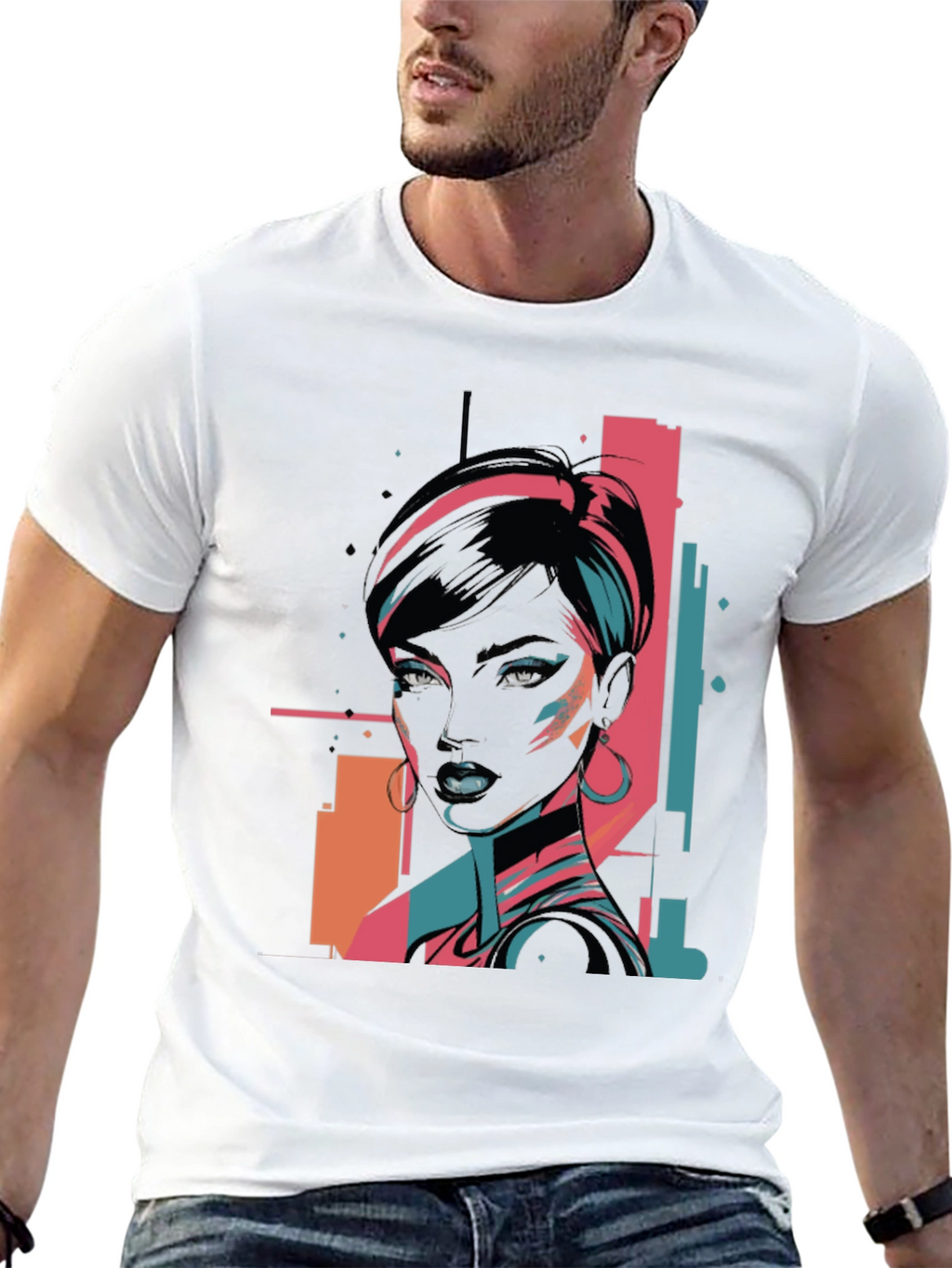 Retro Graphic Print Black T-Shirt
