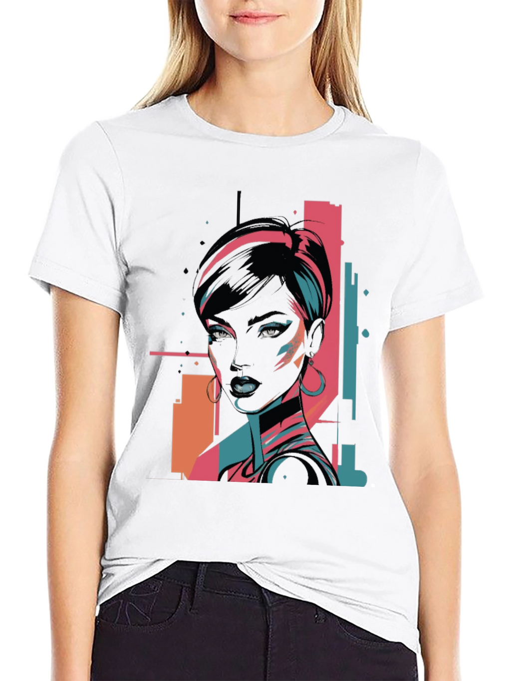 Retro Graphic Print Black T-Shirt