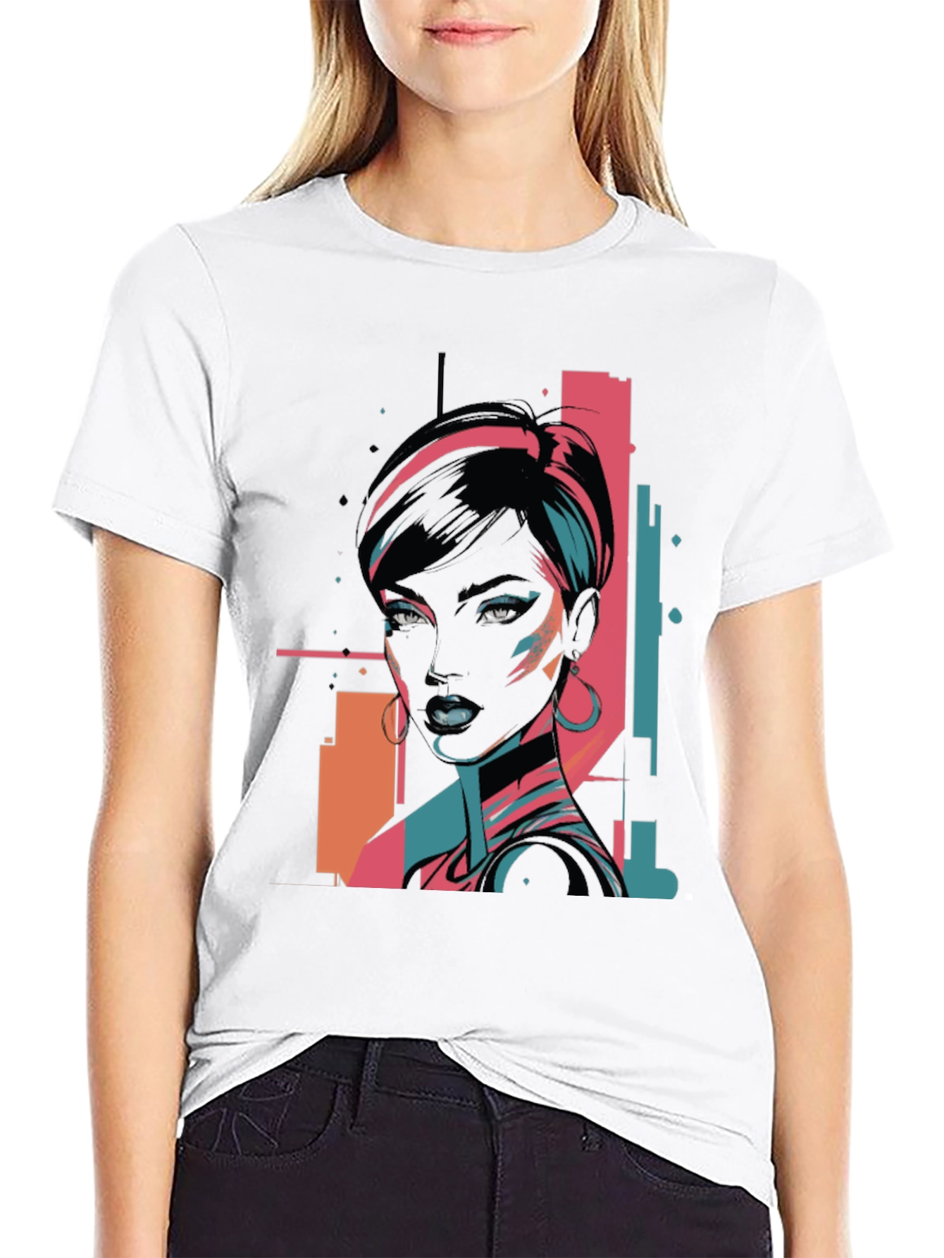 Retro Graphic Print Black T-Shirt