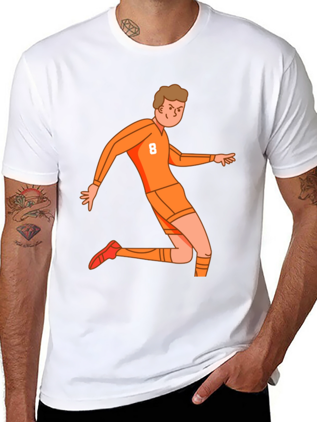 Orange Soccer Player Graphic Tee