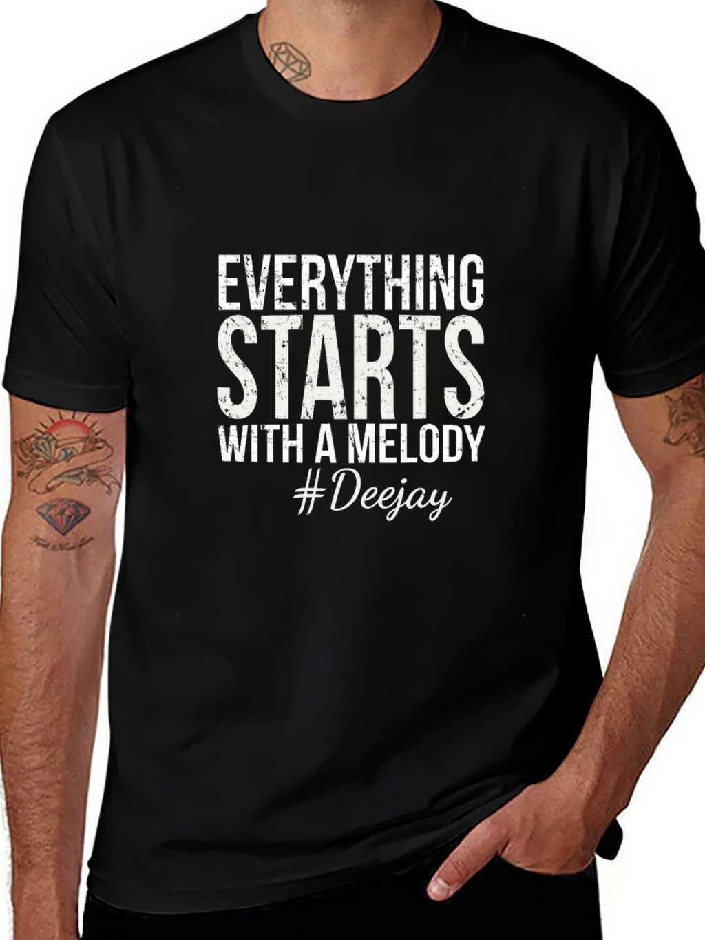 Everything Starts With a Melody #Deejay Black T-Shirt