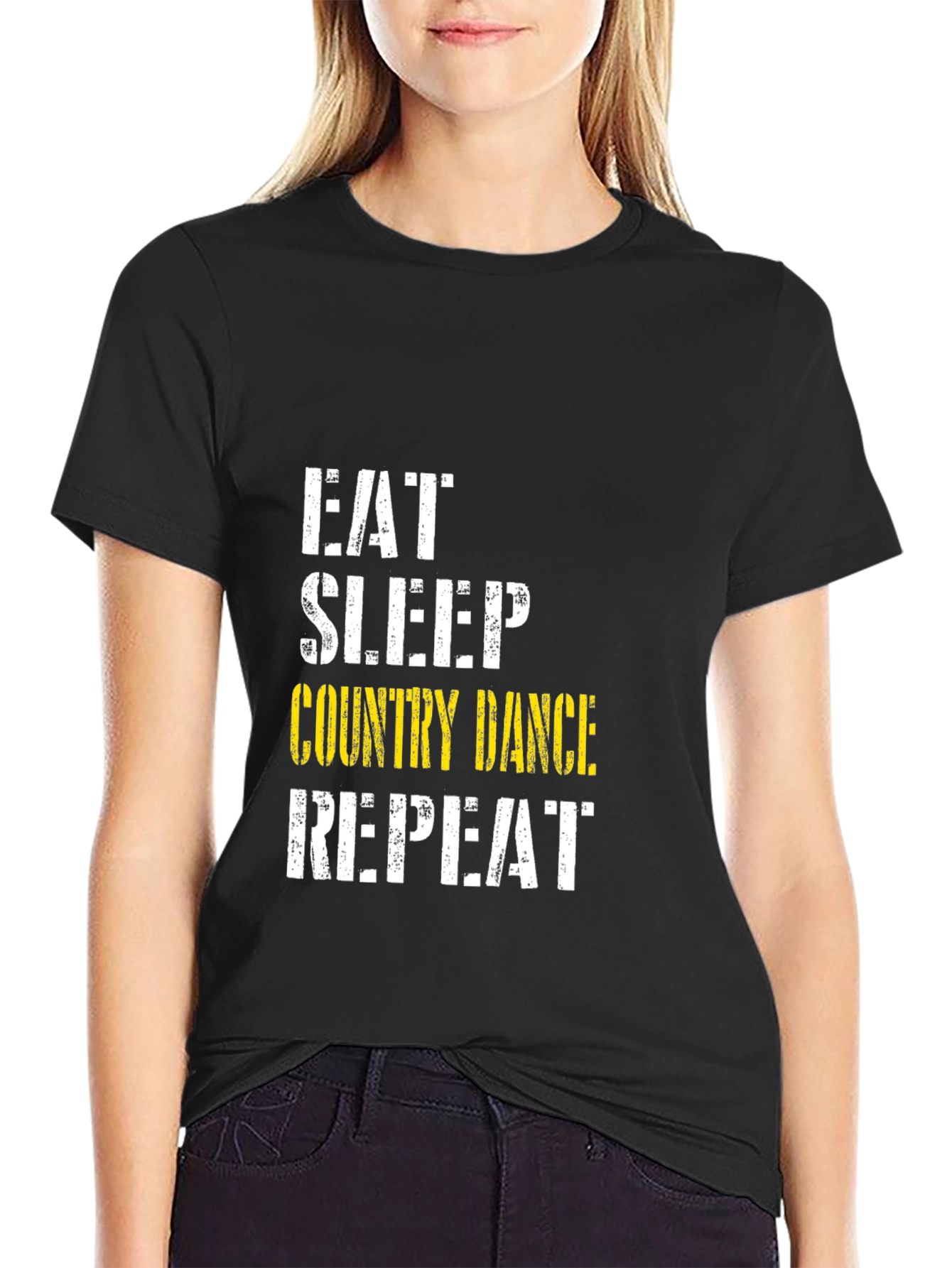 Eat Sleep Country Dance Repeat Black T-Shirt