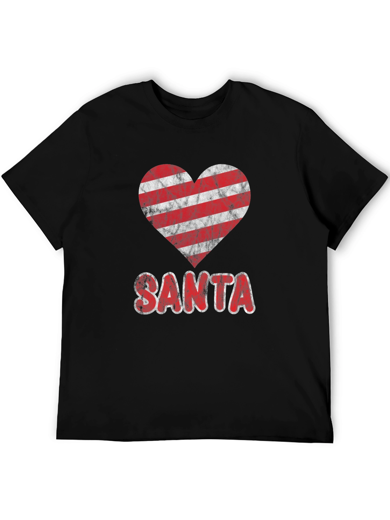 Striped Heart Santa Christmas Graphic Tee
