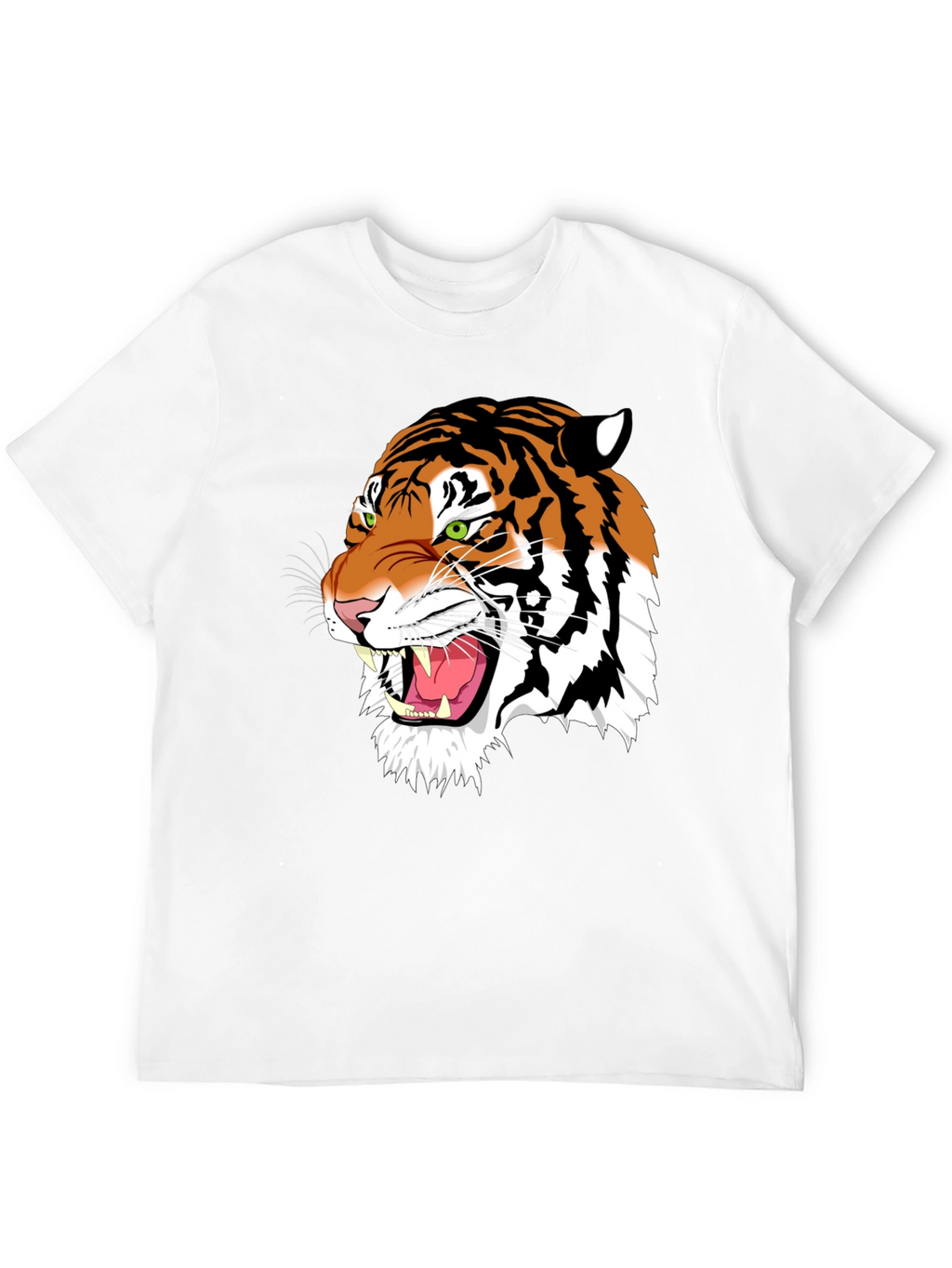 Bold Tiger Graphic Tee - Black Cotton T-Shirt