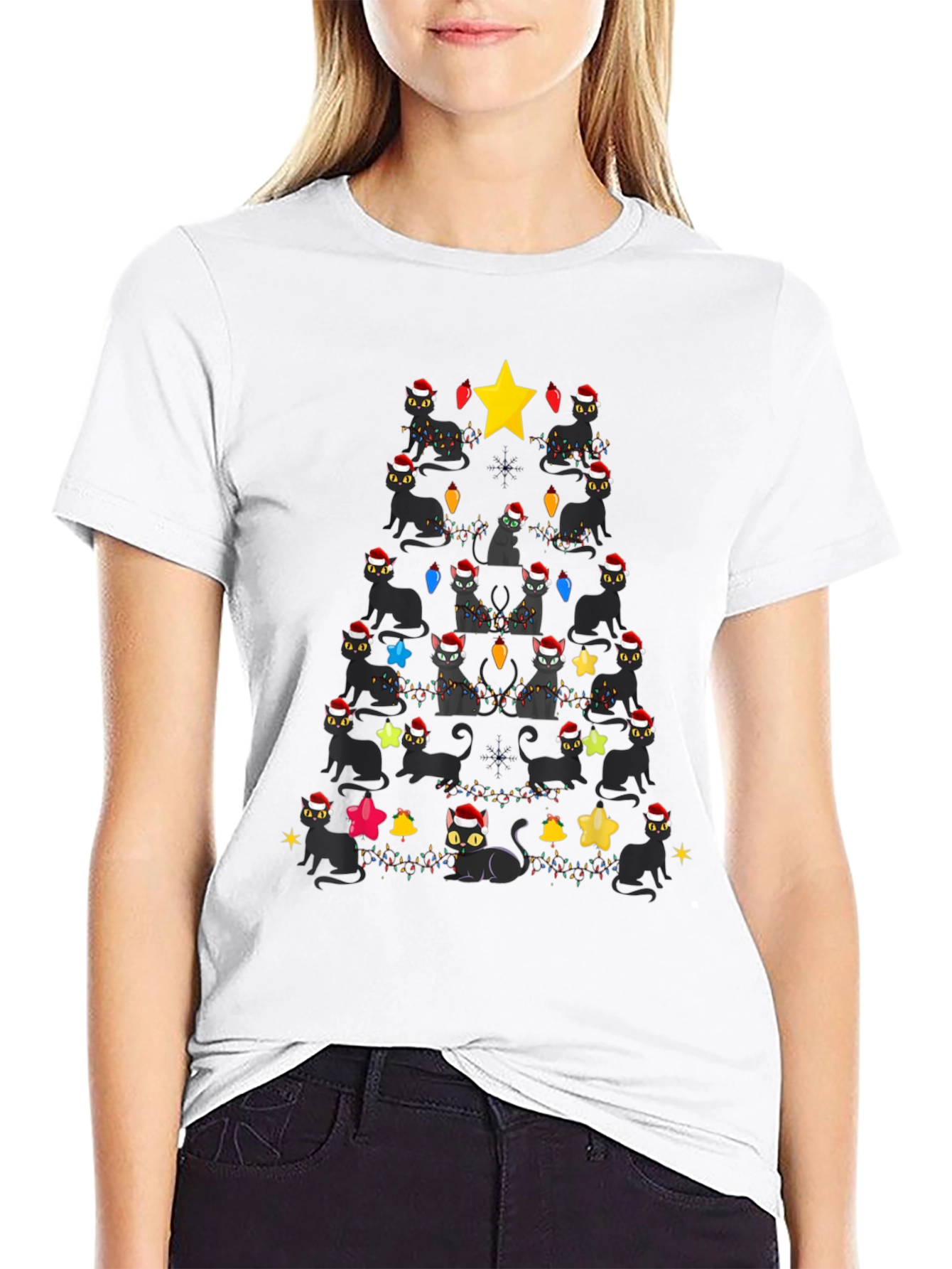 Black Cats Christmas Tree T-Shirt