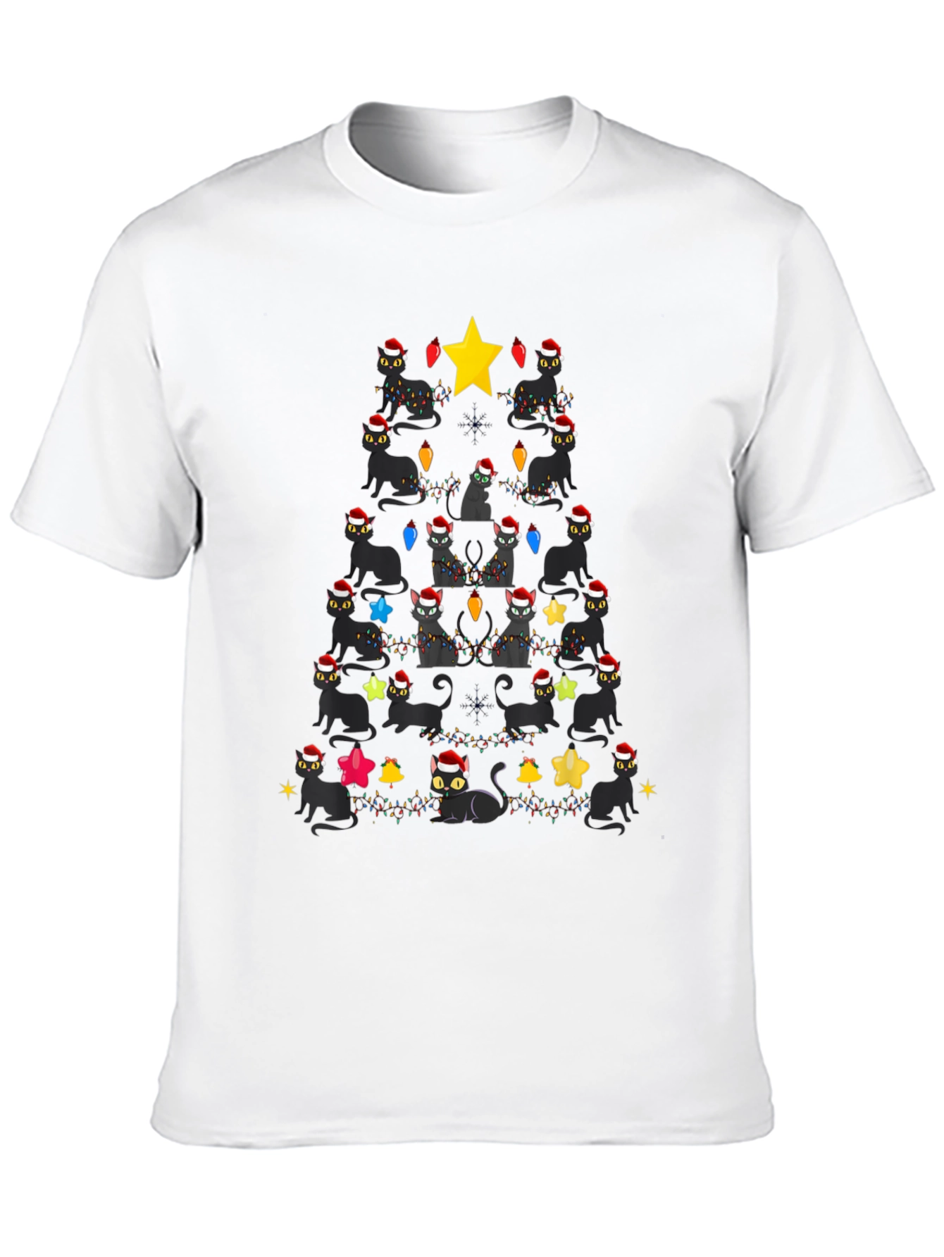 Black Cats Christmas Tree T-Shirt